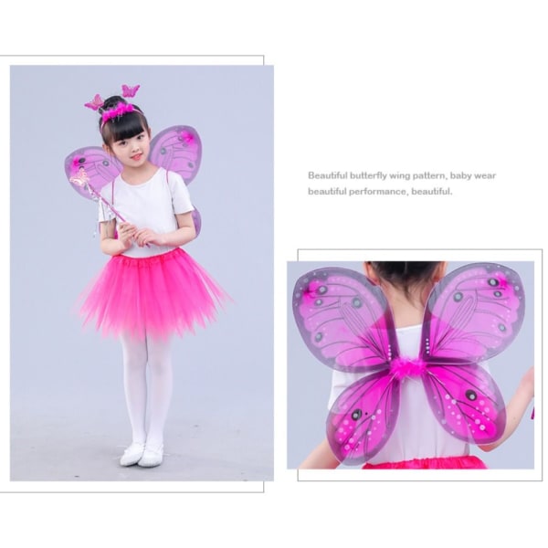 Barn Kostym rekvisita Butterfly Wings set RÖD 4ST/ SET Red 4Pcs/set-4Pcs/set