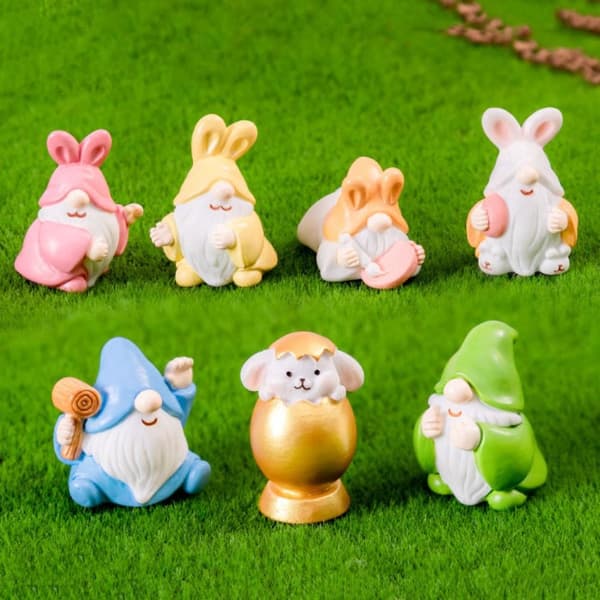 Mini Påskdvärgar Figurin Miniatyr Prydnadssaker 4 4 4