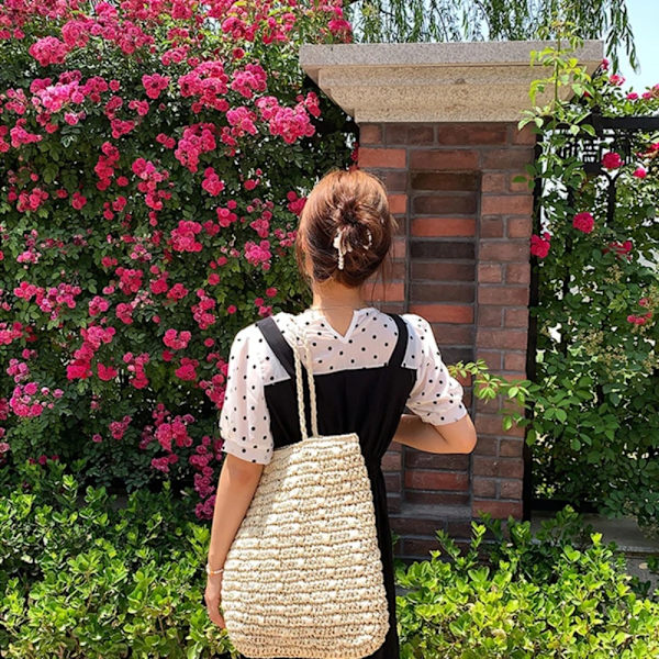 Classic Summer Woven Bag Dame Beach Shoulder Bag KHAKI khaki
