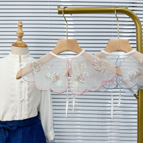 Barnkrage med pärlor broderad falsk krage 1 1 1