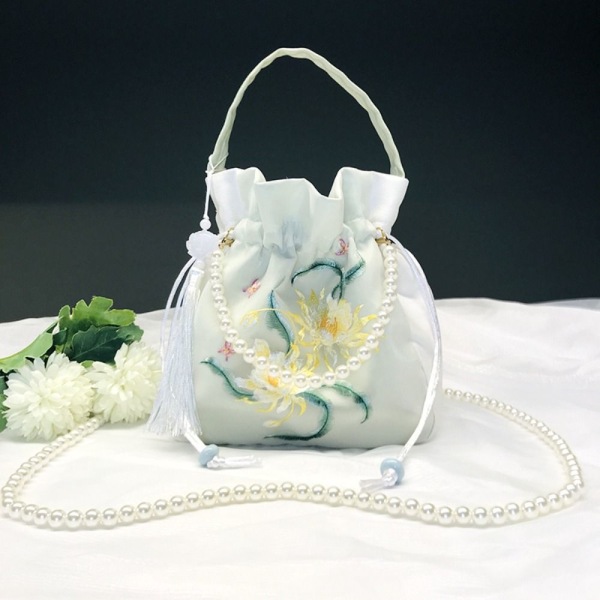 Brodert blomsterpose med snøring Godterioppbevaringspose 4 4 4