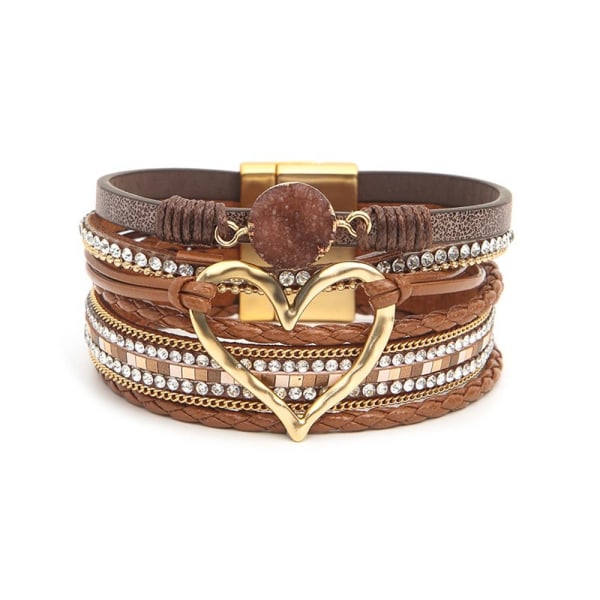 Bohemian Multilayer Bangle Håndlavet Flettet Armbånd KAFFE Coffee