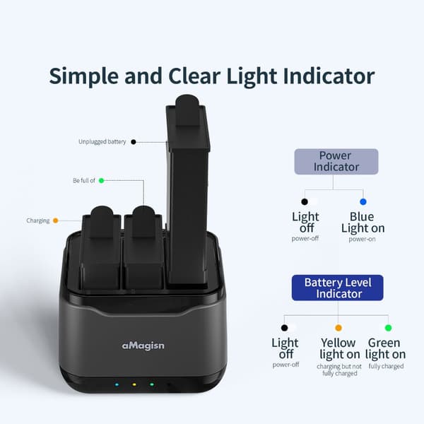 Batterilader Batteriladeboks Ladehub For Action 4/3