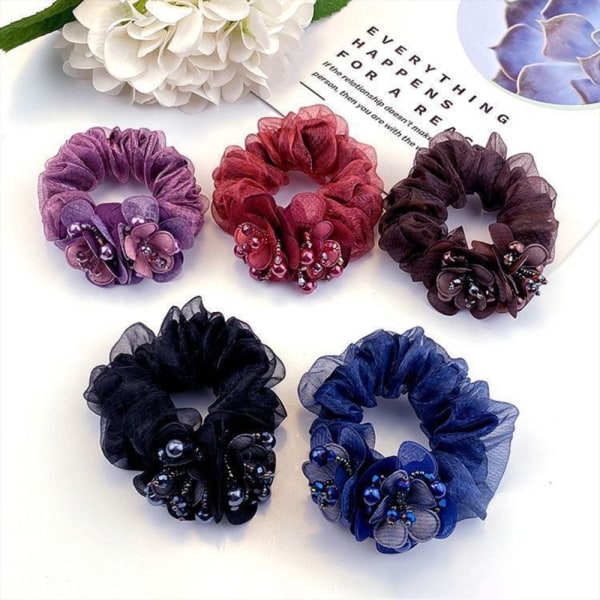 Flower Hair Scrunchies Elastiset hiusnauhat SININEN Blue