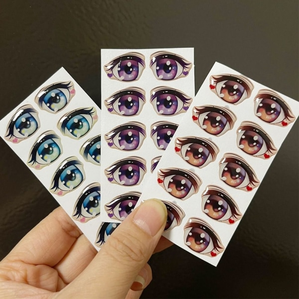 Cartoon Eyes Stickers Anime Figurine Doll LILLA-15MM Purple-15mm