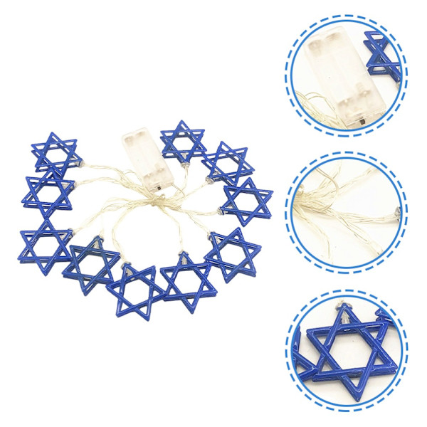 1,65M 10LED Hanukkah Ornament David Star String Lights Blue