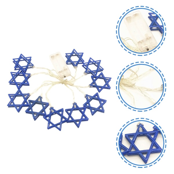 1.65M 10LED Hanukkah Ornament David Star of David String Lights Blue