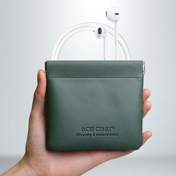 PU Øretelefon Wire Bag Mini Kosmetiktasker SORT black