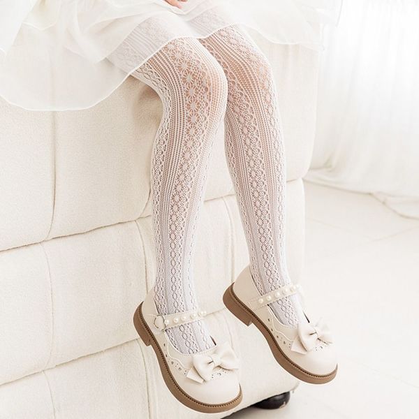 Mesh strømpebukser pigestrømpe HVID M white M