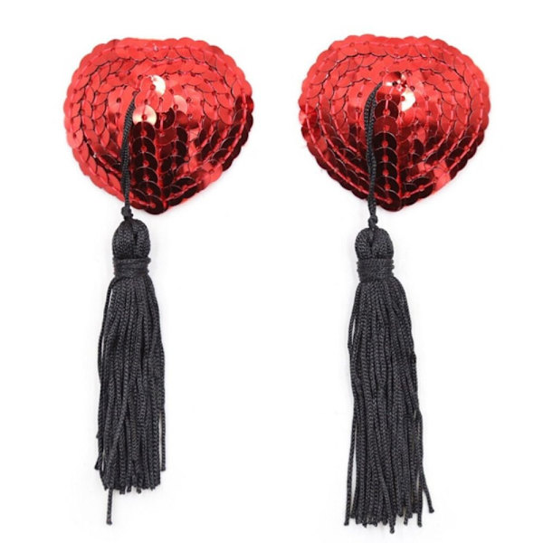 1 par hjärtformade behå bröstvårtor RÖD&SVART red&black
