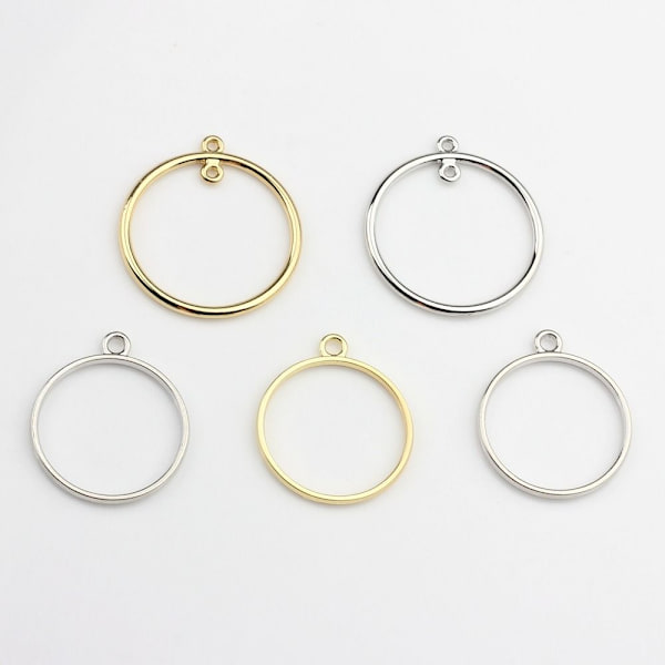 10 stk/parti Charms Bezel Metalramme vedhæng SØLV LILLE LILLE Silver Small-Small