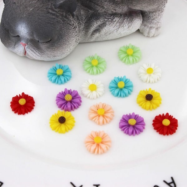 50 kpl DIY Daisy Flower Charms Flatbacks Hartsi Daisy Flower SININEN blue