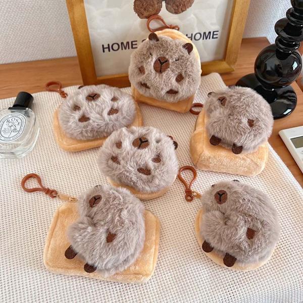 Tecknad Capybara Purse Plysch Djurdocka Nyckelring 1 1 1