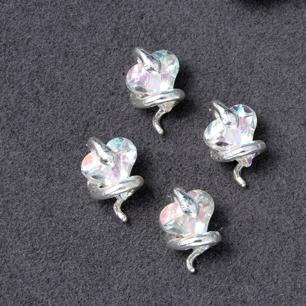 10 kpl Snake Nail Charms Snakes Nails Gems SILVER silver