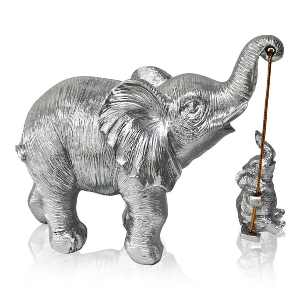 Elephant Family Statue Swing Elephant Figurine GULL Gold