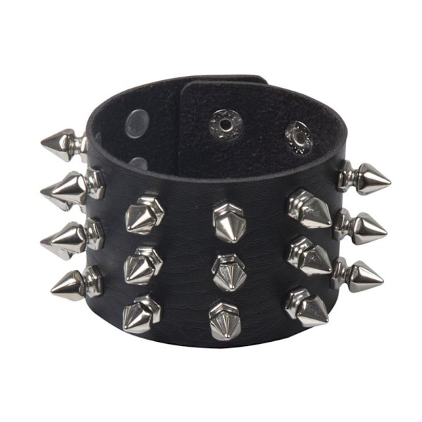 Pu Läder Dubbade Armband Svart Armband SVART Black