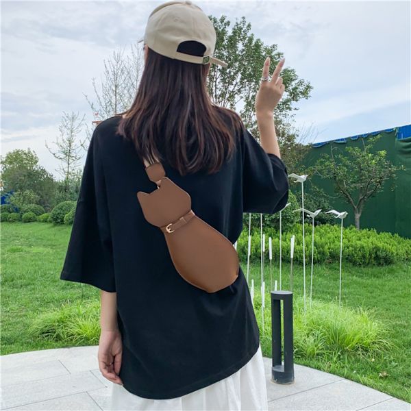 Lynlås Hundeformet Crossbody-taske PU-læder tegneseriehåndtaske brown Puppy-Puppy