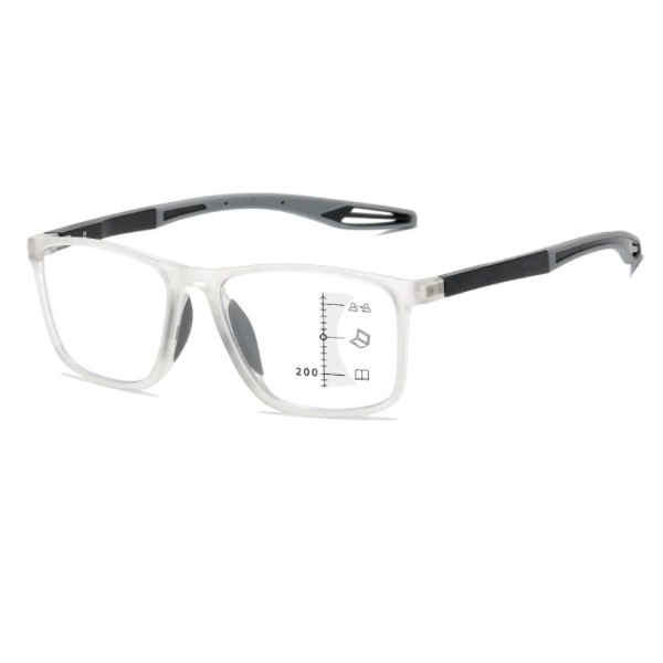 Anti-blått ljus Läsglasögon Fyrkantiga glasögon TRANSPARENT transparent Strength 200