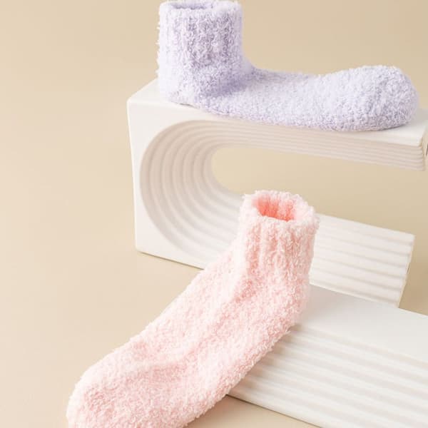 Korallfleece- och bomullsstrumpor ROSA Pink