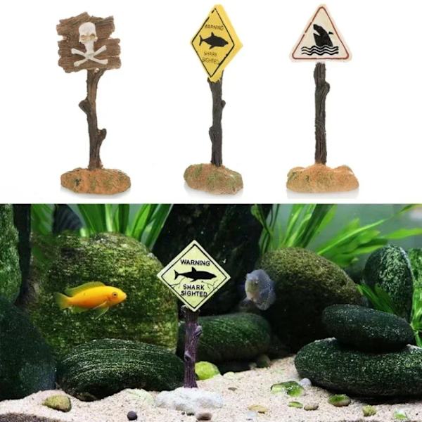 Akvariumdekorasjon Advarselskilt for hai E E E