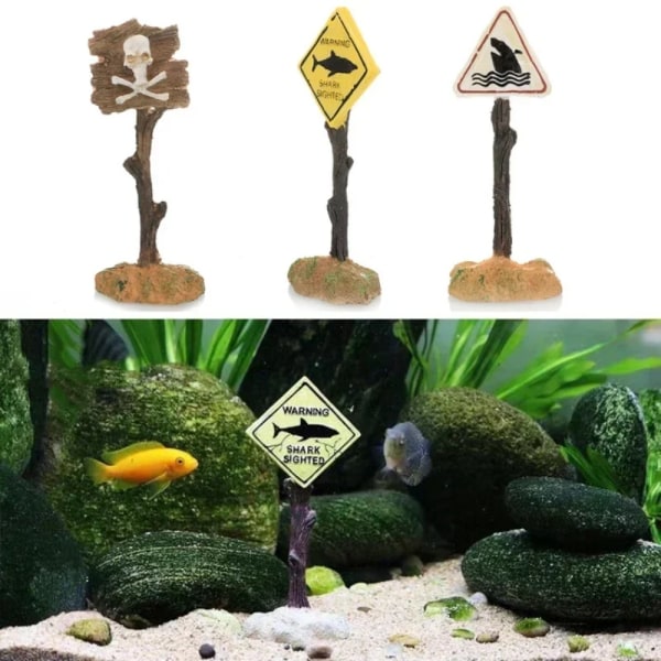 Akvariumdekorasjon Shark Advarselsskilt C C C