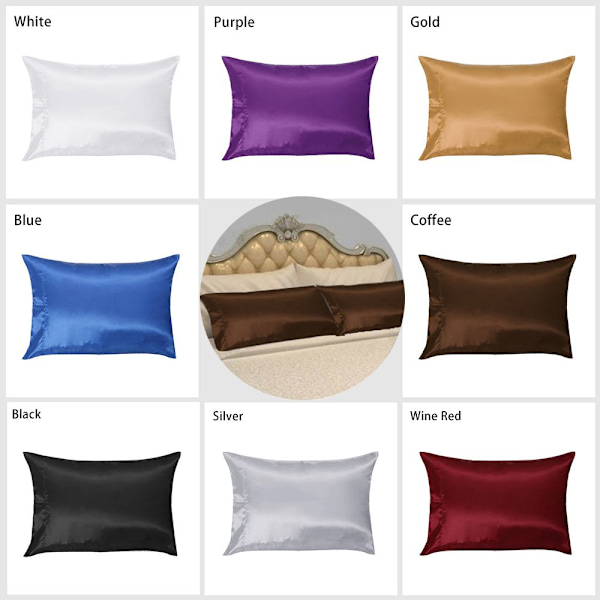1/2 st Silk Kuddeöverdrag Satin VITT 1 st