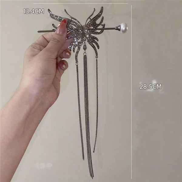 Butterfly Hair Fork Tupsu Hiuspuikko MUSTA black