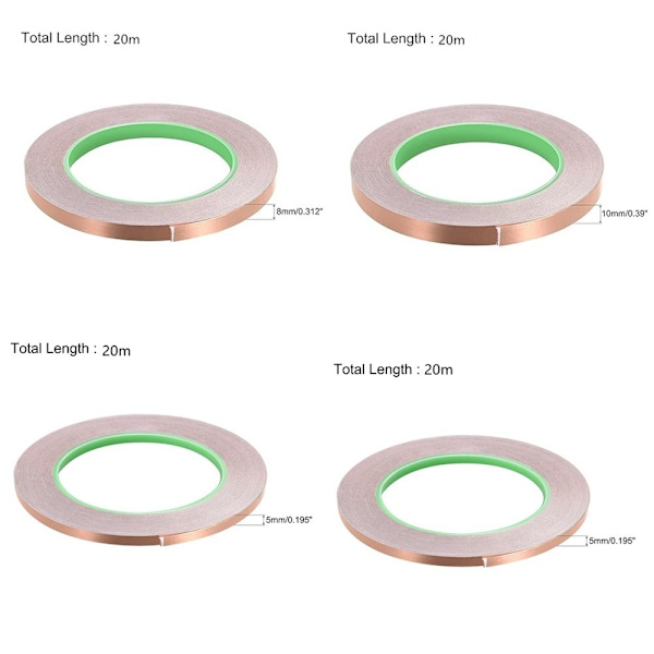 2 stk Kobberfolietape Ledende kobbertape 10MM20M-0.05MM 10mm20m-0.05MM