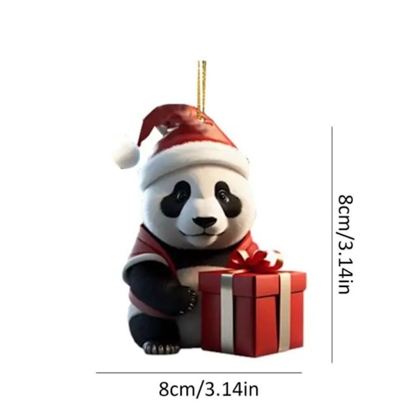Christmas Panda Nøkkelring Anheng Juletre Ornament 8 8 8