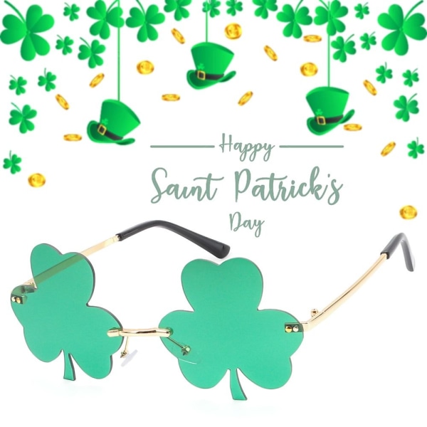 Irish Shamrock Solbriller St. Patrick's Day FIRKLEVER Four Leaf Clover