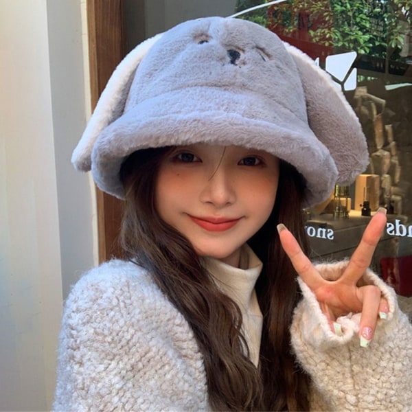 Basin Hat Fur Bucket Hat HARMAA grey