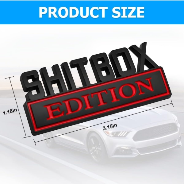 2 Stk Shitbox Edition Emblemer 3D Brev Bil Emblem Badge Metal