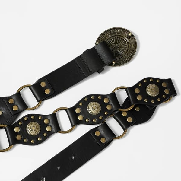 Taljebælte i retrostil med hul ring, mode, SORT Black