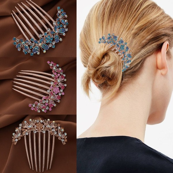 Strassikivihiusklipsi Flower Hair Comb PINK pink