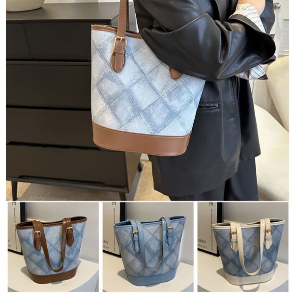 Tote Bucket Bag Crossbody Bag BLÅ Blue