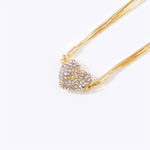 Magnet Par Halskæde Hjerte Vedhæng Chokers GULD 60CM Gold 60cm