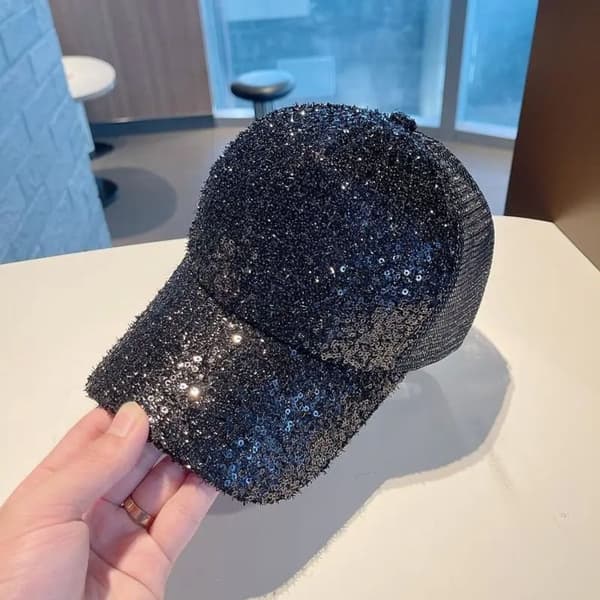 Baseballcaps med paljetter, krystall silke solhatt, GRÅ grey