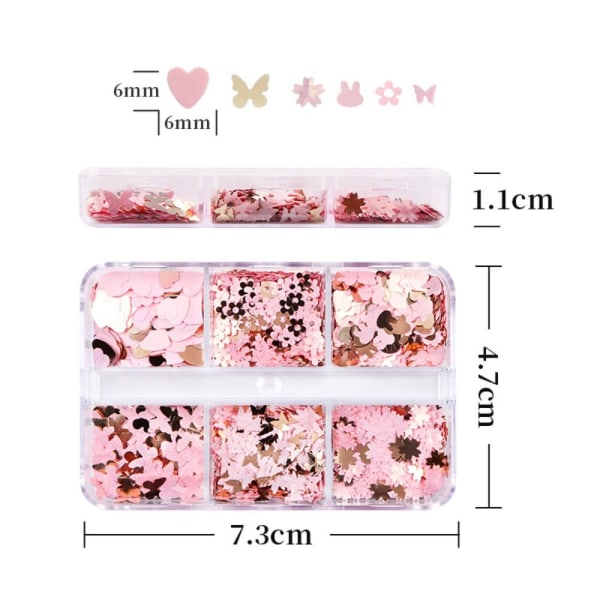 Nagelglitterflingor Nagelpaljetter 12 RASTER - B 12 GRIDS - B 12 Grids - B
