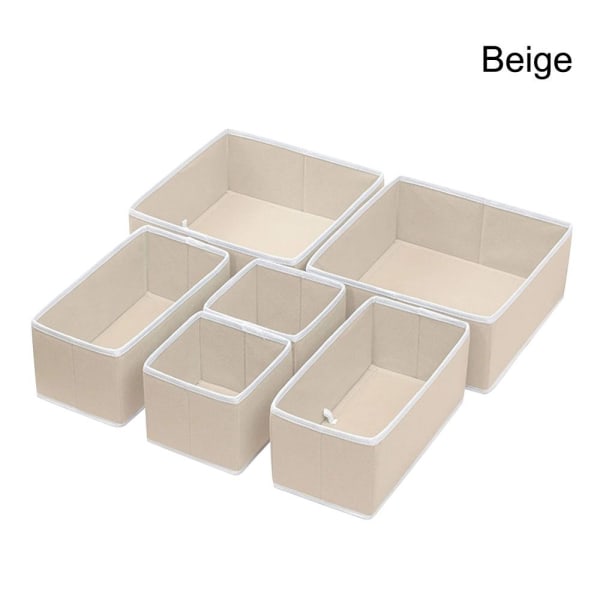 6st/ Set Tyg Förvaringslåda Kläder Organisation Låda BEIGE beige