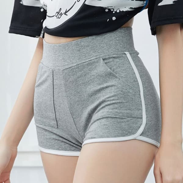 Smal bomulls yogashorts GRÅ L grey L