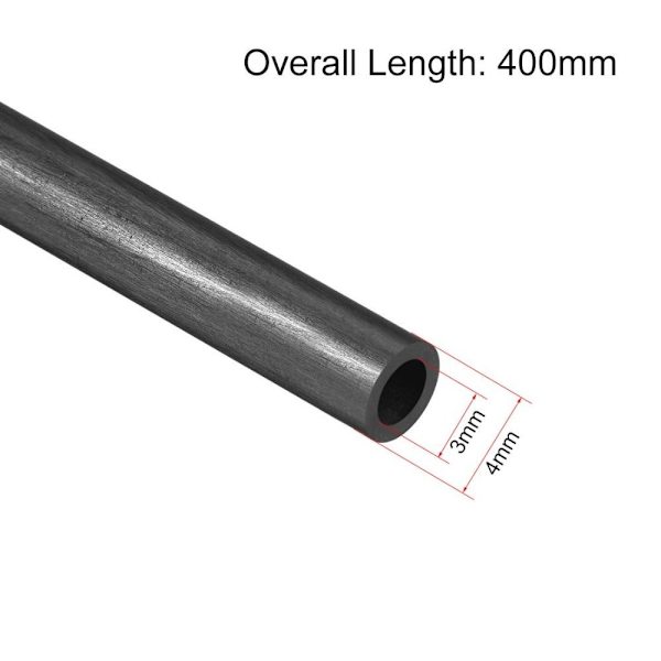 3 kpl hiilikuituputki pyöreä ontto sauva siipipultruusioletku 4 x 3 x 400mm