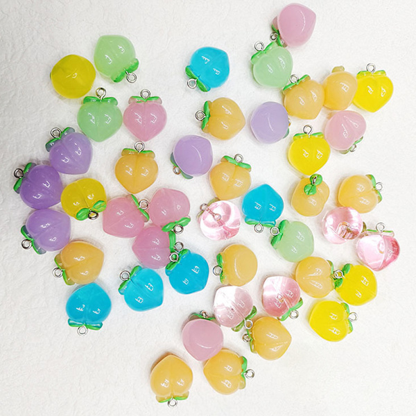 10 stk Peach Flat Resin Charms Pendant Peach Charms Frugt 1
