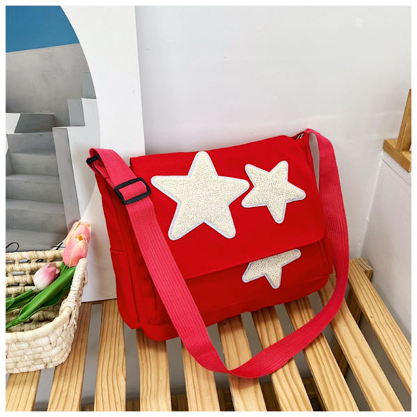 Star Pattern Messenger Bag Casual Skuldertaske SORT Black