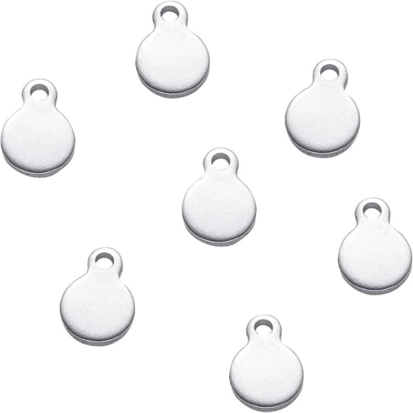 Stempling Blanks Flat Round Blanks Charms Rustfritt stål Charms