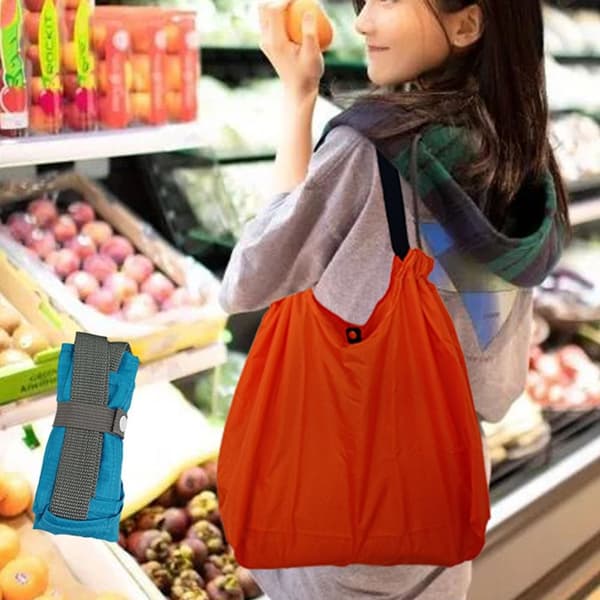 Sammenleggbar handlepose reisematpose ORANGE orange