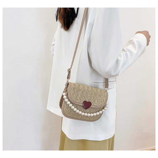 Vävd väska Single Shoulder Crossbody-väska KHAKI khaki