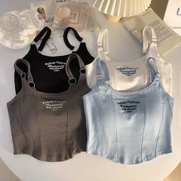 Kirjepainatus Crop Topit Naisten kesätopit HARMAA grey