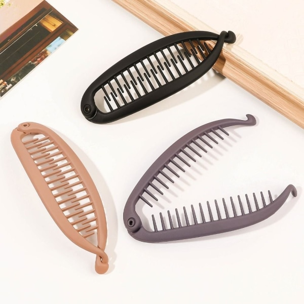 Fiskeformet Hårnål Hestehale Banan Hårklemme KHAKI MAT MAT Khaki Matte-Matte