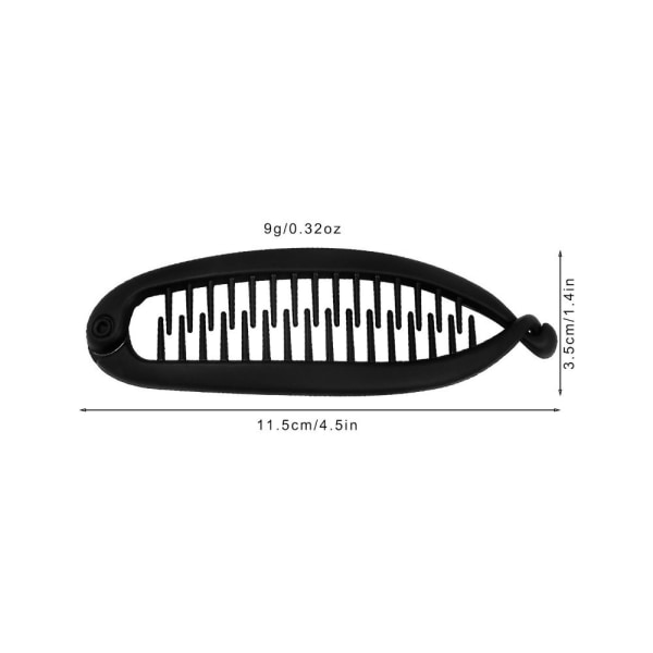 Fiskformad hårnål Hästsvans Bananhårklämma SVART SLÄTT Black Smooth-Smooth