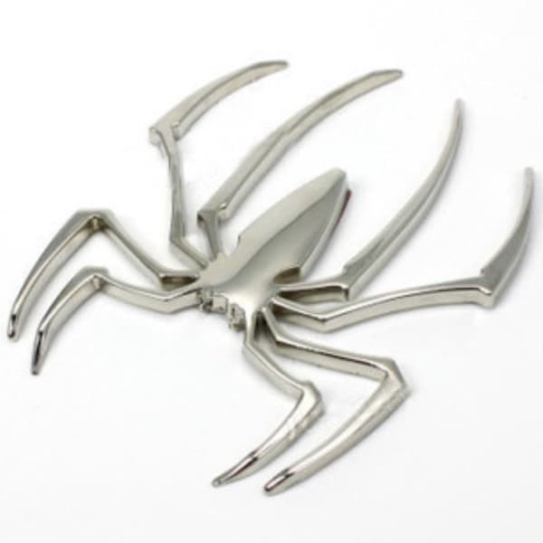 4 stk. 3D Spider Emblem Bilmærkat Nye Spider Emblemer SØLV Silver
